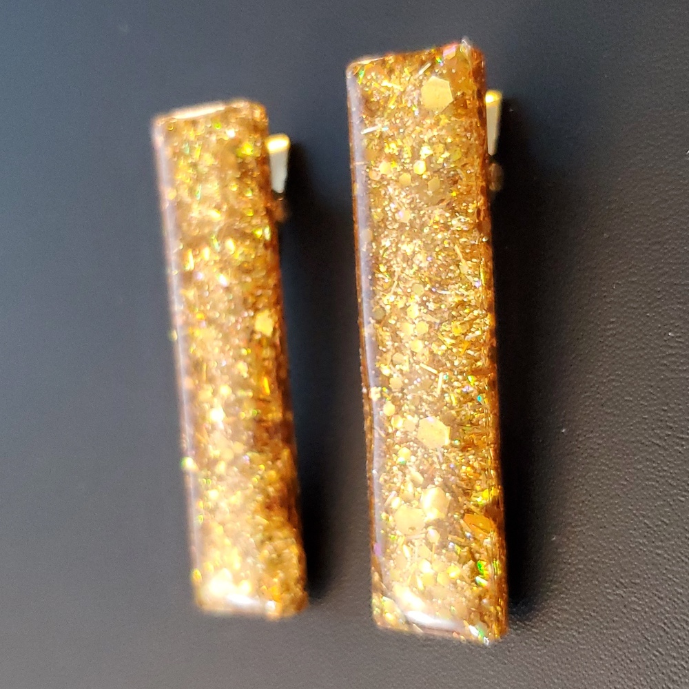 🎁5/$25🎁 Hand-made HandCrafted Glitter Vibes Resin Hair clip Barrettes New